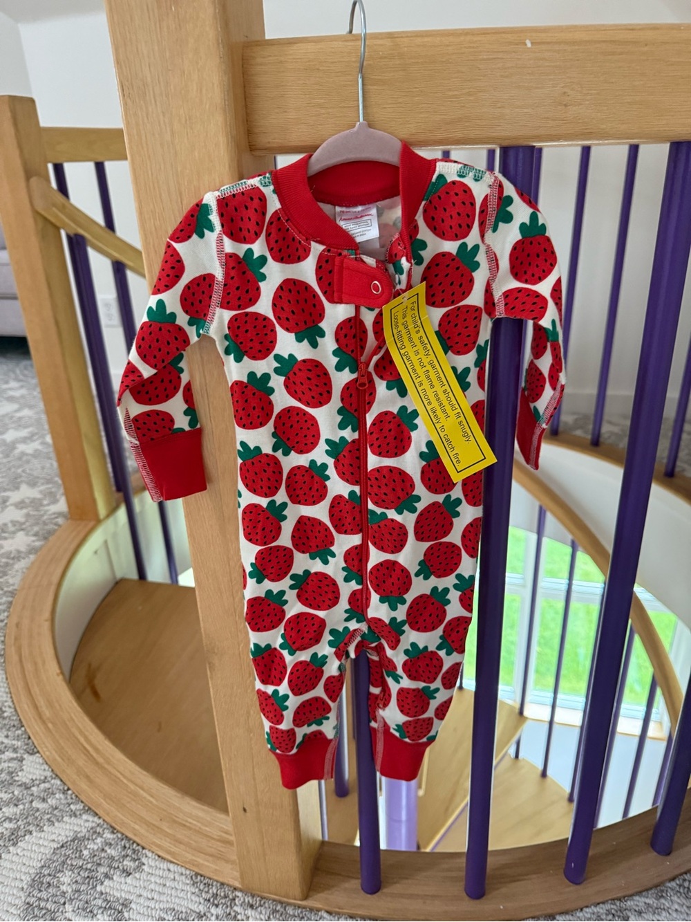 6-12M Hannah Andersson Red Strawberry Print Baby One-Piece Pajamas NWT